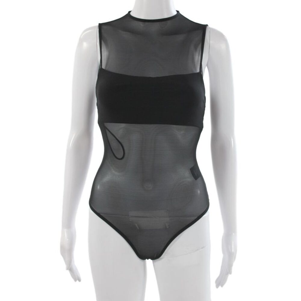 Alice + Olivia Women Black Sleeveless Bodysuit Round Neck Size XS